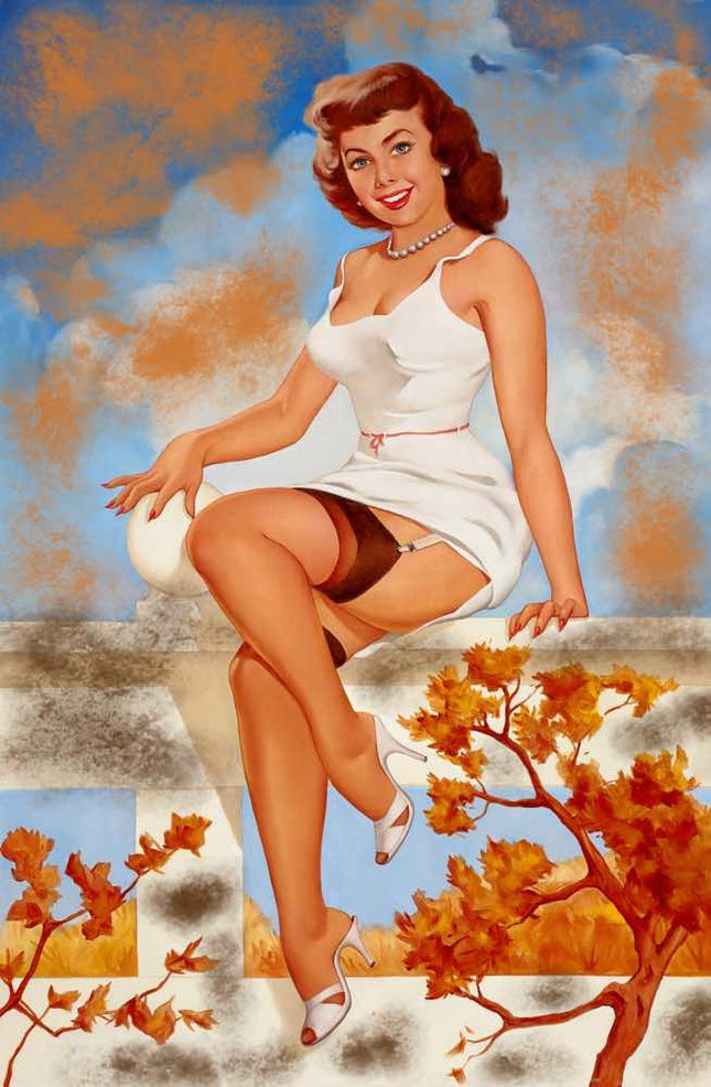 1950s style pin up girl quilt block