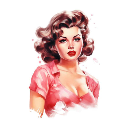 1950s style pin up girl fabric panel