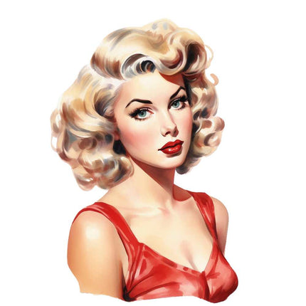 1950s style pin up girl fabric panel