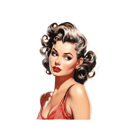 1950s style pin up girl fabric panel