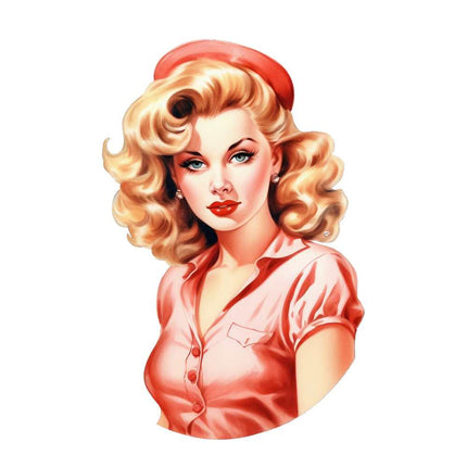 1950s style pin up girl fabric panel
