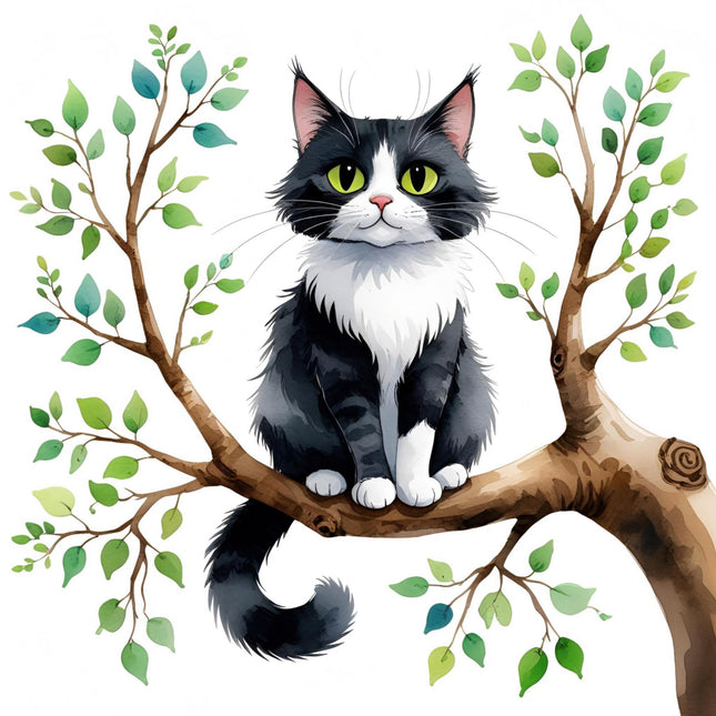black & White tuxedo cat cotton quilt block