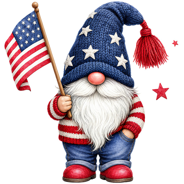 Gnome in patriotic outfit cotton fabric panel