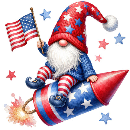 Gnome in patriotic outfit cotton quilt block