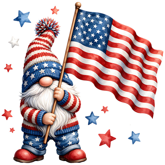 Gnome in patriotic outfit cotton quilt block