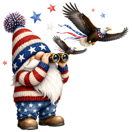 Gnome in patriotic outfit cotton quilt block