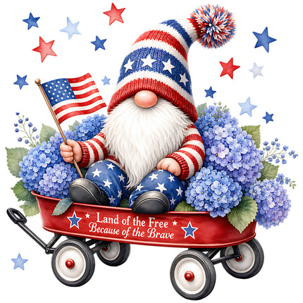 Gnome in patriotic outfit cotton quilt square