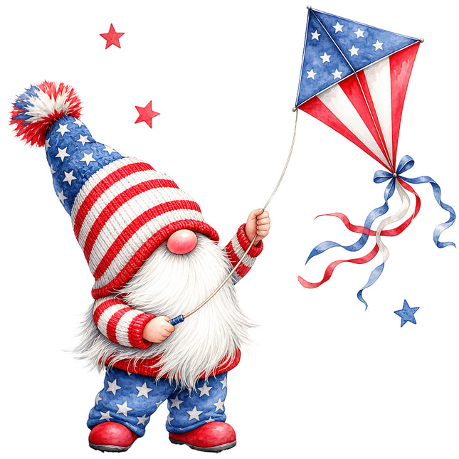 Gnome in patriotic outfit cotton quilt square