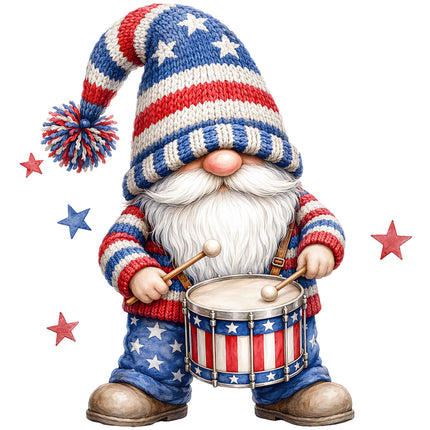 Gnome in patriotic outfit cotton quilt square