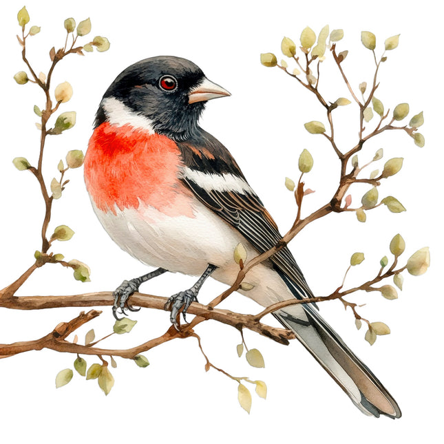 Colorful bird perched on a branch with leaves quilt block