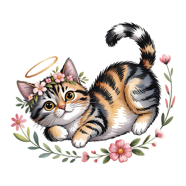 Floral Cat Kitten 100% Cotton Fabric Panel Block AP100