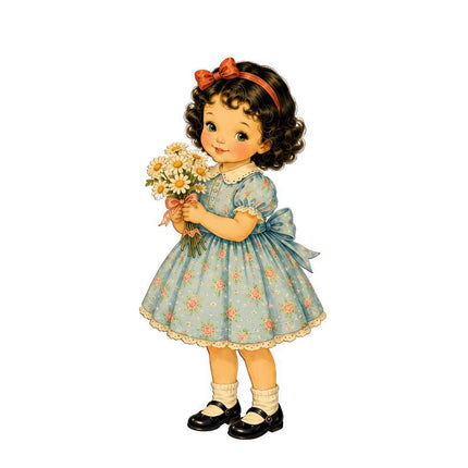 1950's Style Girl 100% Cotton Fabric Panel Block Quilt Square FLIP-AQ110