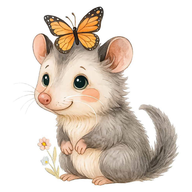 Possum & Butterfly 100% Cotton Fabric Panel Block Quilt Square FLIP-AQ114