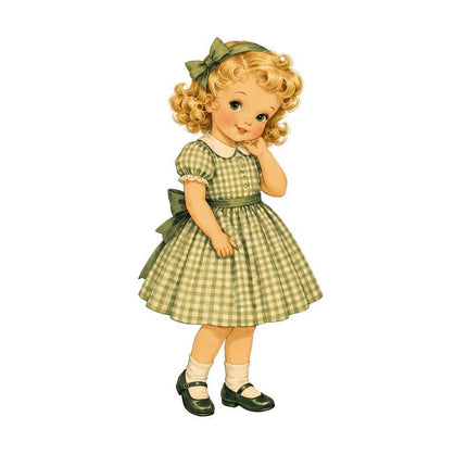 1950's Style Girl 100% Cotton Fabric Panel Block Quilt Square FLIP-AQ124
