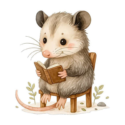 Reading Possum 100% Cotton Fabric Panel Block Quilt Square FLIP-AQ130