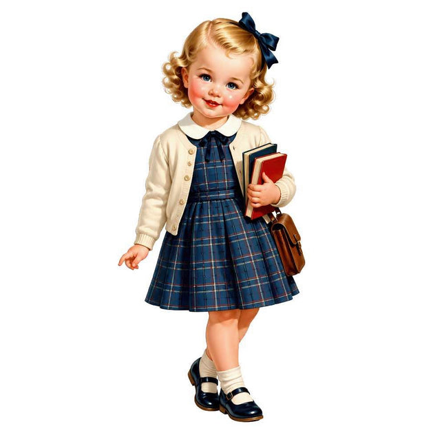 1950's Style Girl 100% Cotton Fabric Panel Block FLIP-AQ134