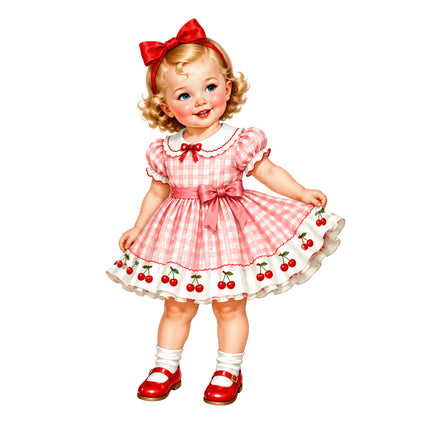1950s style girl quilt block