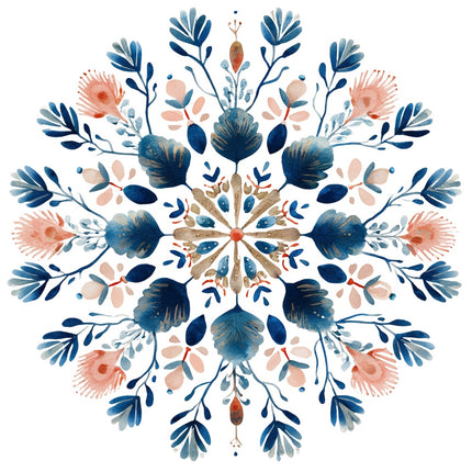 folk snowflake fabric panel