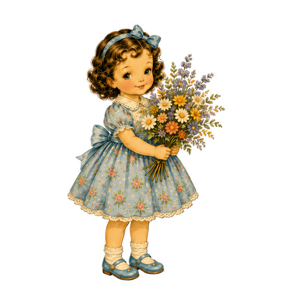 1950s style girl fabric panel