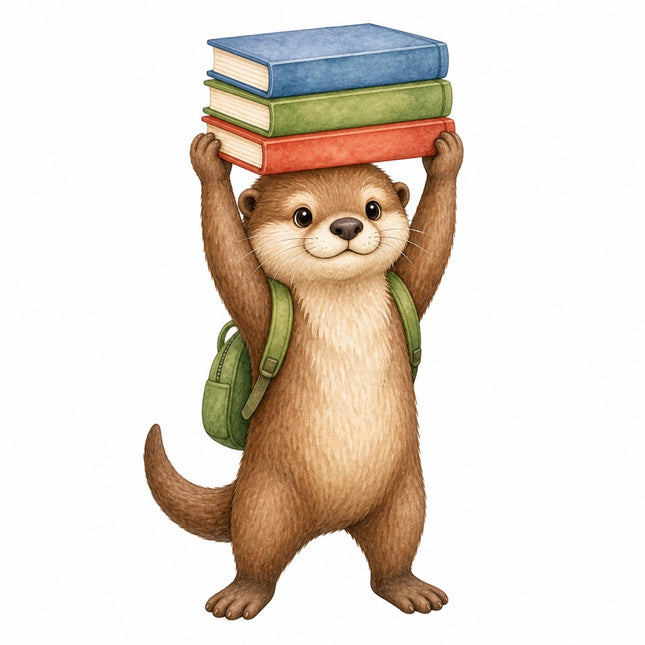 otter with books quilt block