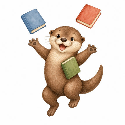 otter with books quilt block