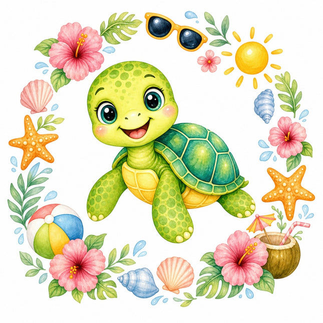 Turtle 100% Cotton Fabric Panel Block Quilt Square AQ1565