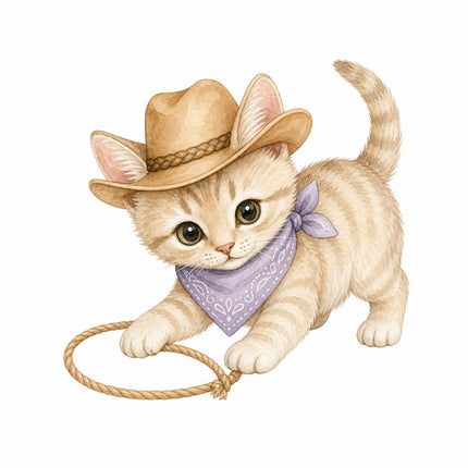 cowboy cat fabric panel