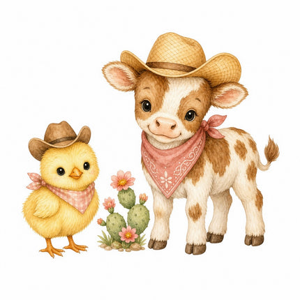 western cow fabric panel