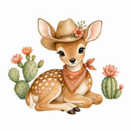 cowboy deer fabric panel