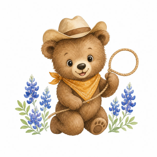 cowboy bear fabric panel