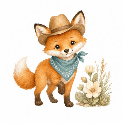 cowboy fox fabric panel