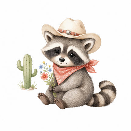 western raccoon fabric panel