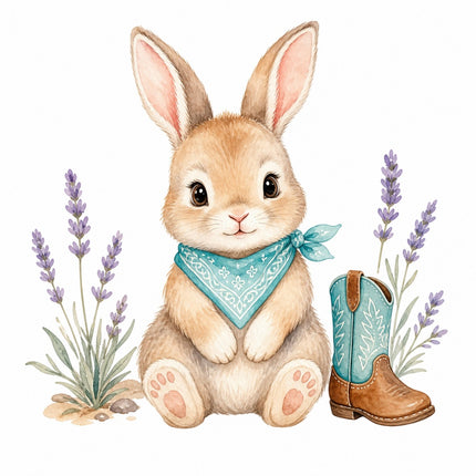 cowboy rabbit fabric panel