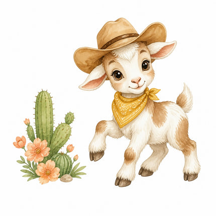 cowboy goat fabric panel
