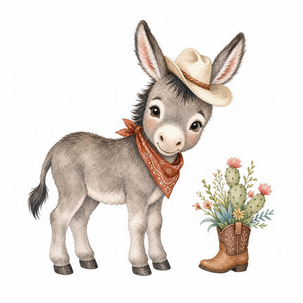 western donkey fabric panel