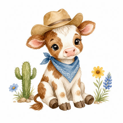 cowboy cow fabric panel