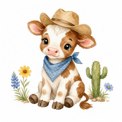 western cow fabric panel