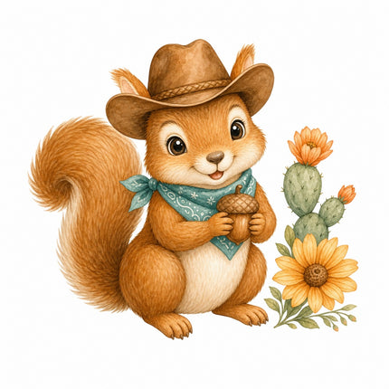 cowboy squirrel fabric panel