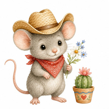 cowboy mouse fabric panel