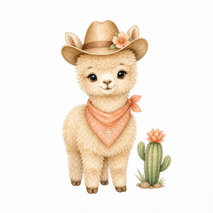 cowboy llama fabric panel
