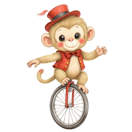 circus monkey fabric panel