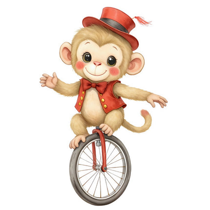 Circus Monkey 100% Cotton Fabric Panel Block FLIP-AQ1631