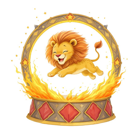 circus lion fabric panel