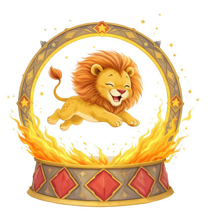 Circus Lion 100% Cotton Fabric Panel Block FLIP-AQ1632