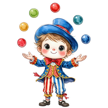 Circus Juggler 100% Cotton Fabric Panel Block Quilt Square FLIP-AQ1636