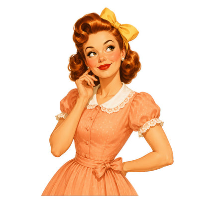 1950s style housewife pin up girl fabric panel
