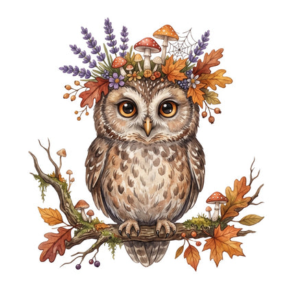 cottage owl fabric panel