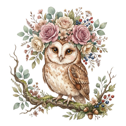 cottage owl fabric panel