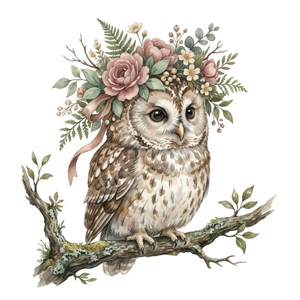 cottage owl fabric panel