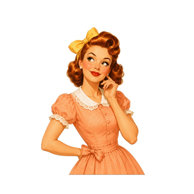 1950's Style Housewife Pin Up Girl 100% Cotton Fabric Panel Block FLIP-AQ165